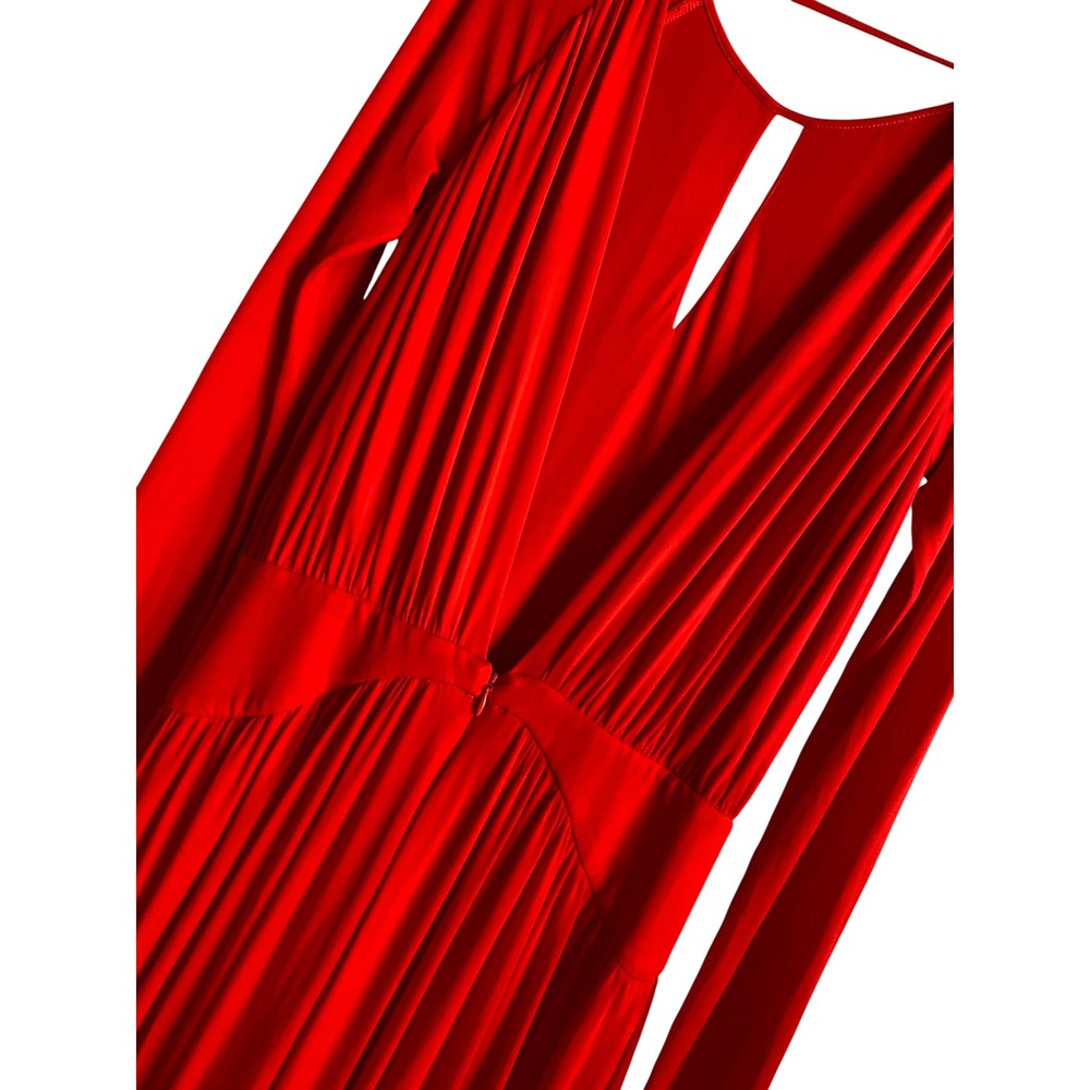 Reiss Savannah Red Jersey Wrap Asymmetric Maxi Dress US 8 - Picture 8 of 12